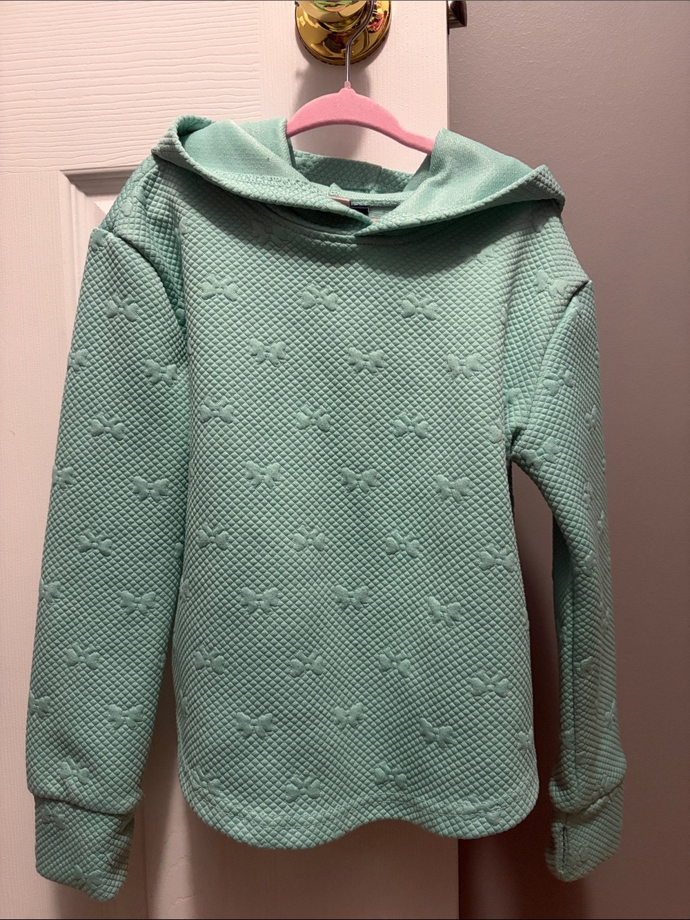 Kids' Quilted Hooded Sweatshirt in Mint